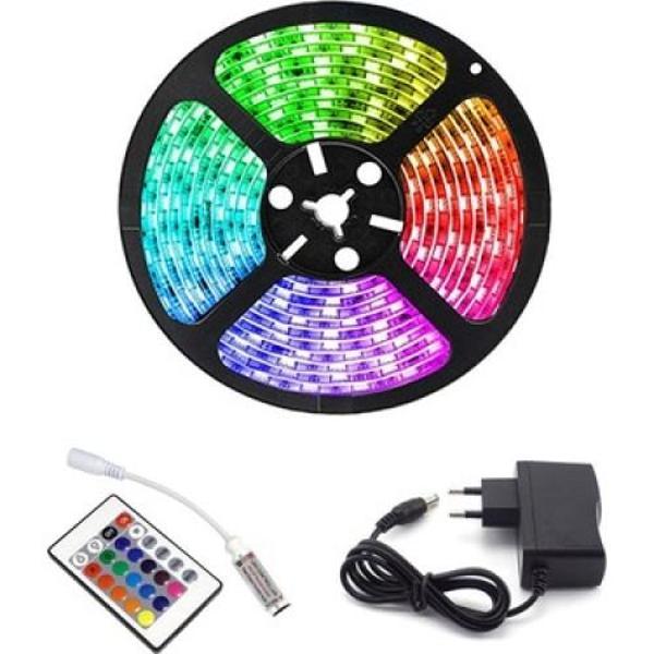 Rgb Şerit 5 Metre 16 Renkli Kumandalı Adaptörlü Çift Taraflı Bant - Image 1