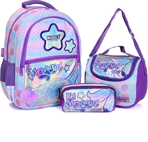 Muggle Mu-9026 Mermaid 3’lü Okul Seti (Sırt Çantası + Beslenme Çantası + Kalemlik) - Image 1