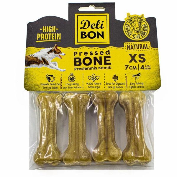 Delibon Deri Köpek Çiğneti Pres Kemik 4x7cm Natural - Image 1