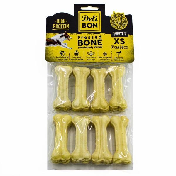 Delibon Deri Köpek Çiğneti Pres Kemik 8x7cm Beyaz - Image 1