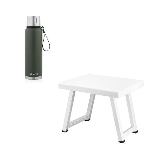 Çelik Termos 1000 ML Yeşil Renk ve Katlanır Kamp Sehpası - Image 1