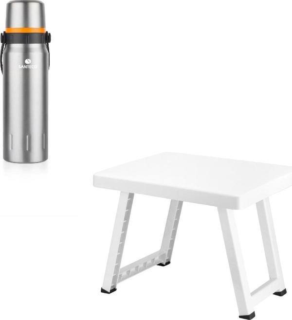 Çelik Termos 1200 ML İnox ve Plastik Katlanır Sehpa - Image 1