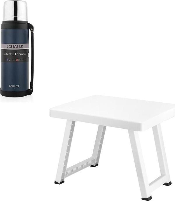 Çelik Termos 2000 ML Lacivert Renk ve Plastik Katlanır Sehpa - Image 1