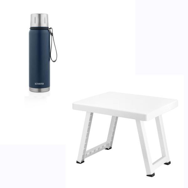 Çelik Termos 750 ML Lacivert Renk ve Katlanır Plastik Sehpa - Image 1