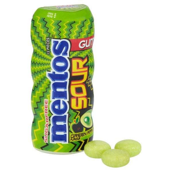 Mentos Sour Yeşil Elma Aromalı Şekersiz-Tatlandırıcılı Ekşi Draje Sakız 30g - Image 1