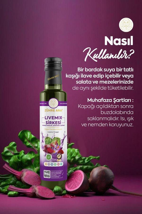 Zühre Ana Livemix Sirkesi Doğal Fermantasyon Livemix Vinegar 500 Ml - Image 1