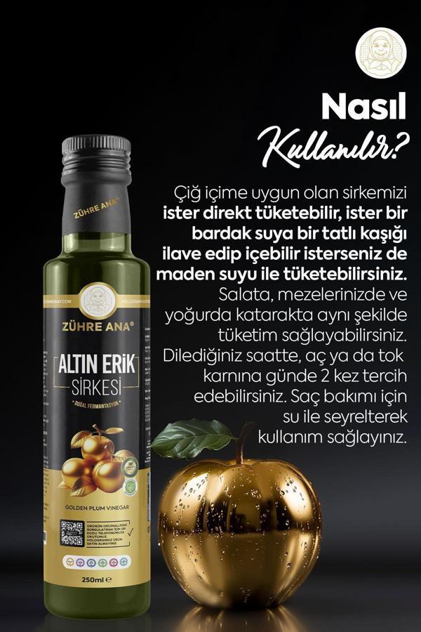 Zühre Ana Mirabelle Altın Erik Sirkesi Doğal Fermantasyon Prebiyotik Form Sirkesi 250 Ml - Image 1