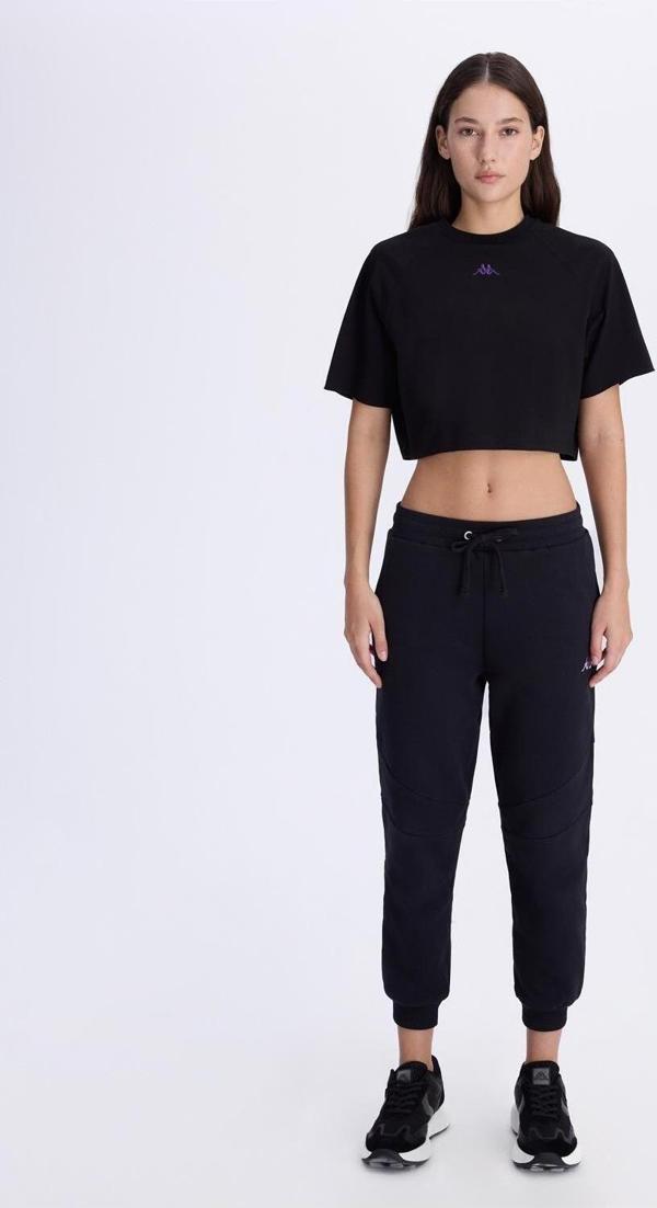 Kappa Authentic Alena T-Shirt Kadın Siyah Oversize Fit Tişört - Image 1