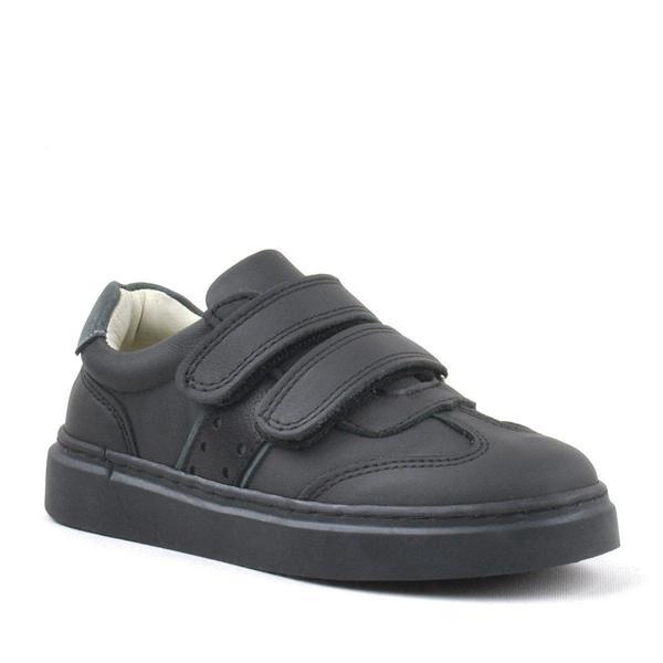 Rakerplus Hakiki Deri Siyah Cırtlı Çocuk Spor Ayakkabı Sneaker - Image 1