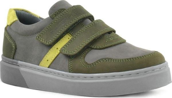 Rakerplus Hakiki Deri Haki Gri Cırtlı Erkek Çocuk Sneaker - Image 1