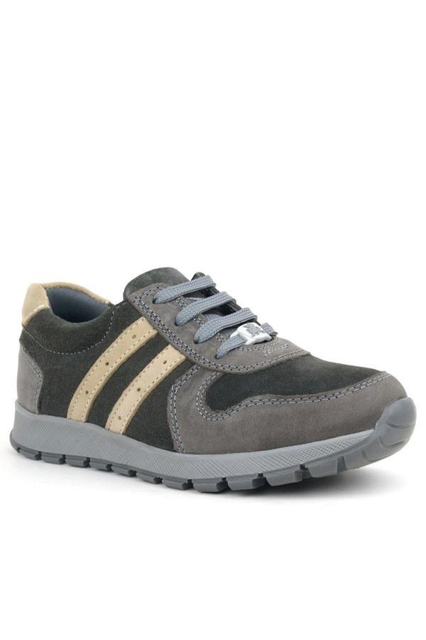 Rakerplus Deri Gri Kum Rengi Fermuarlı Sneaker Spor Ayakkabı - Image 1