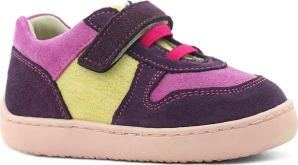 Rakerplus Bob Hakiki Deri Mor Pembe Barefoot Cırtlı Lastikli Bebek Sneaker Ayakkabı - Image 1