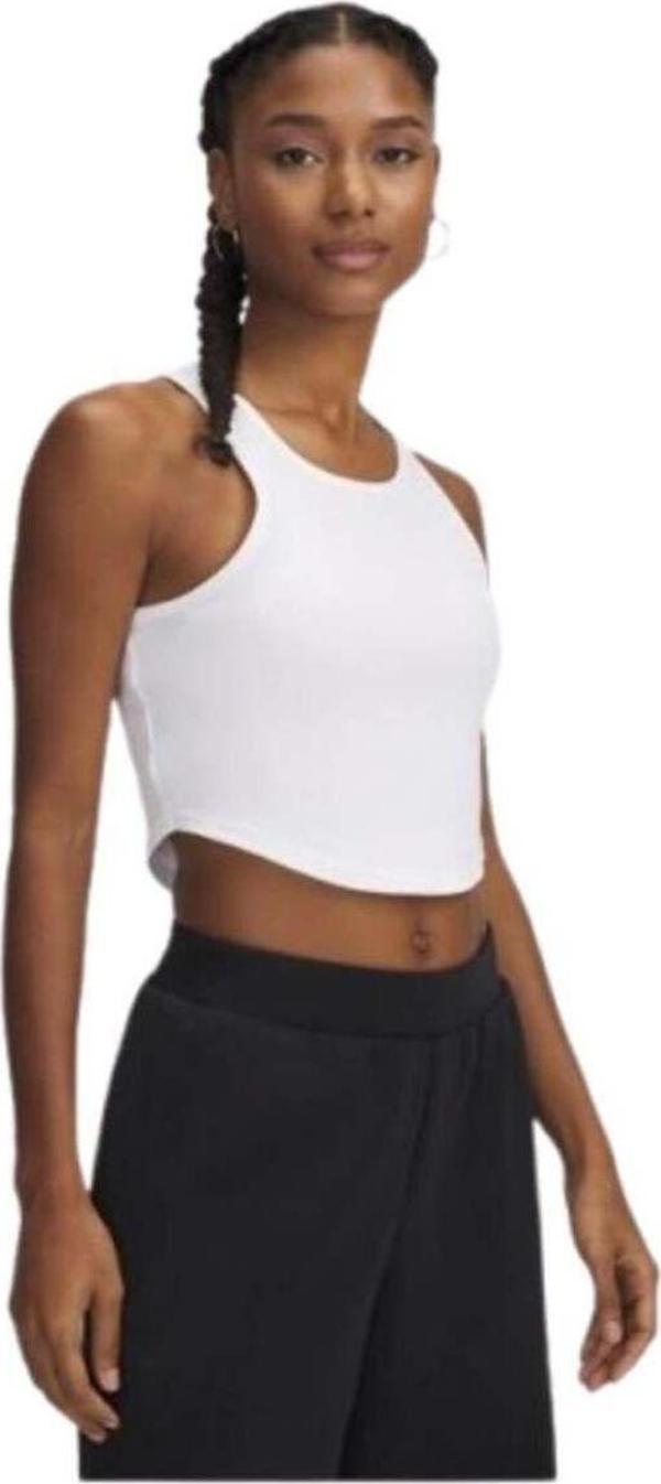 Under Armour Ua Rival Rib Tank 1389798-100 Kadın Beyaz Tişört - Image 1