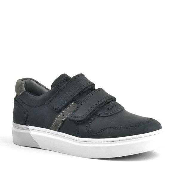 Rakerplus Hakiki Deri Siyah Cırtlı Erkek Çocuk Sneaker - Image 1