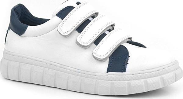 Rakerplus Hakiki Deri Beyaz Cırtlı Çocuk Günlük Spor Okul Ayakkabı - Image 1