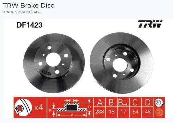 ÖN FREN AYNASI COROLLA 1.6-ie 16V (87-92)-1.6 ie 16V (88-92)-1.9 D(87-89) (AE92) (238x18x4DLxHAVALI) - Image 1
