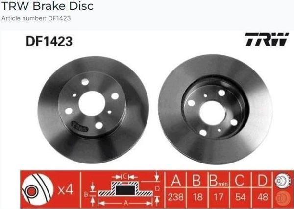 ÖN FREN AYNASI COROLLA 1.6-ie 16V (87-92)-1.6 ie 16V (88-92)-1.9 D(87-89) (AE92) (238x18x4DLxHAVALI) - Image 1