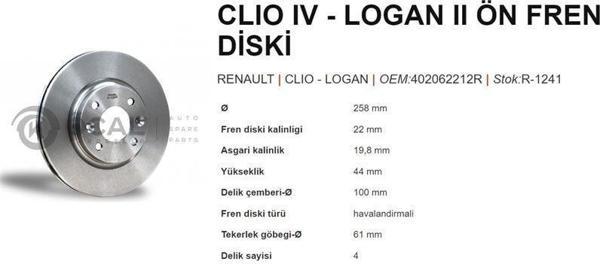 FREN DİSKİ ÖN CLIO IV LOGAN II - Image 1