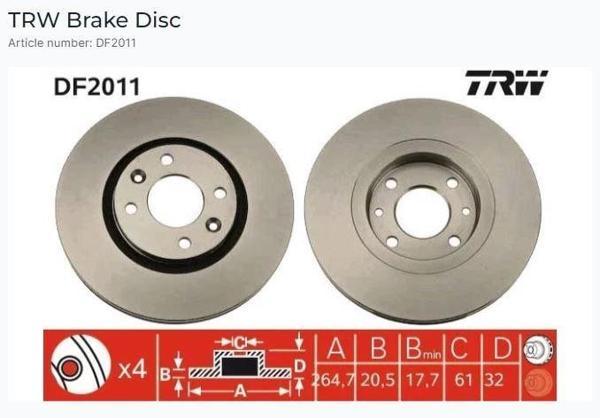 ÖN FREN AYNASI R21 2.0-2.0 ie-2.2 ie (86-94)-CNCRD 2.0ie 2.1 D TURBO 90=(264.7x20.5x4DLxHAVALI) - Image 1