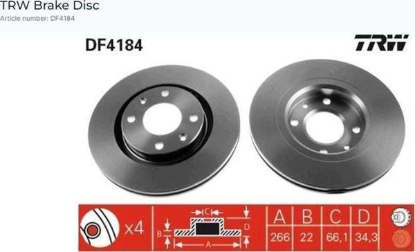 ÖN FREN AYNASI CORSA F-301-307-206-207-PARTNER-BERLINGO-C-ELYSEE-C2-C3 02=C5-C4 (266x22x4DLxHAVALI) CROSSLAND X-DS3-2008-1007-208 (4249.G1-4246.W1-4246.W7-4246.W7) - Image 1