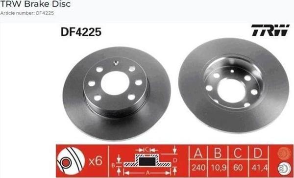 ÖN FREN AYNASI CORSA C 1.0-1.2 16V (0111) (240x11x4DL DOLU) - Image 1