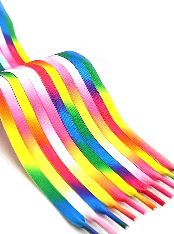 100 cm Gökkuşağı Renkli Yassı Ayakkabı Bağcığı - Image 1