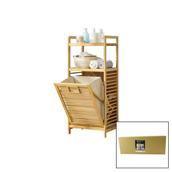 2 RAFLI - AHŞAP BAMBU KİRLİ ÇAMAŞIR ÇEK AÇ SEPETİ SPT=40X30X53CM RAF=31CM+53+11=Y=95CM (4401) - Image 1