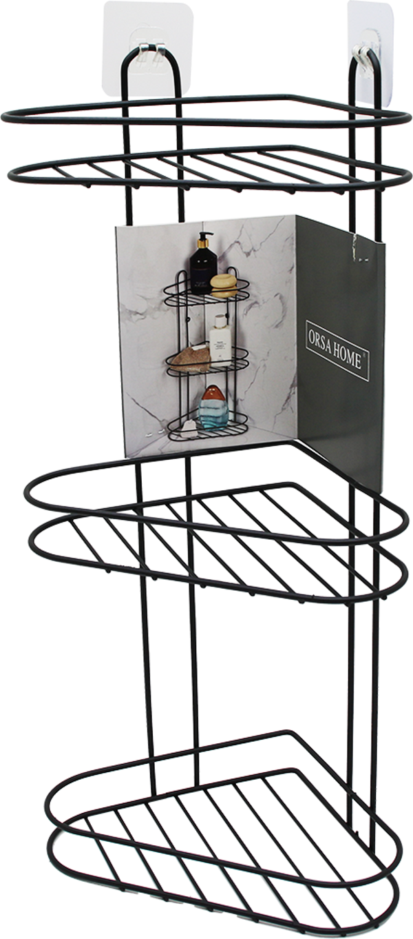 3 KATLI  SİYAH METAL KÖŞE RAFI (4401) - Image 1