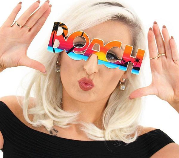 Beach Yazılı Parti Gözlüğü Yaza Merhaba Hawaii Show Gözlüğü 19x6 cm (4401) - Image 1