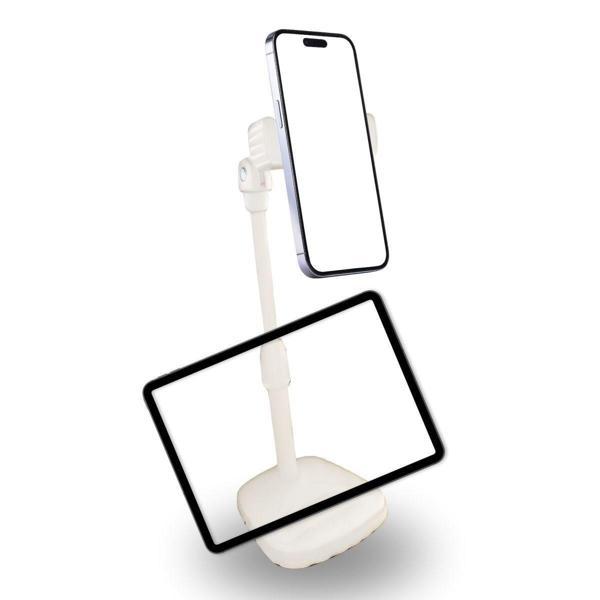 Masa Üstü Tablet ve Telefon Tutucu Plastik Aparat Beyaz Telefon Standı (4401) - Image 1