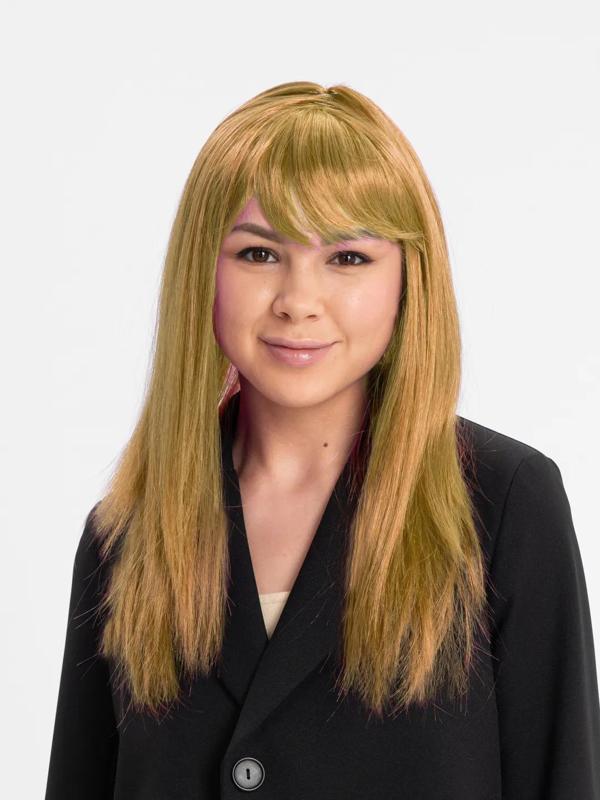 Altın Renk Düz Kesim İçi Astarlı Uzun Parti Peruğu Takma Saç (4401) - Image 1