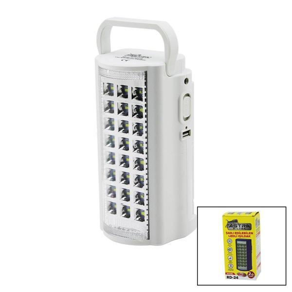24 LEDFİŞ ŞARJLI - POWERBANKLEDLİ IŞILDAK LAMBA 6V 4.0AH AKÜTAŞIMA KULPLU RD-24 (4401) - Image 1