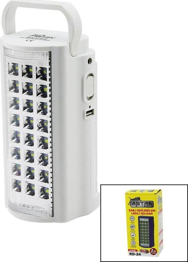 24 LEDFİŞ ŞARJLI - POWERBANKLEDLİ IŞILDAK LAMBA 6V 4.0AH AKÜTAŞIMA KULPLU RD-24 (4401) - Image 1