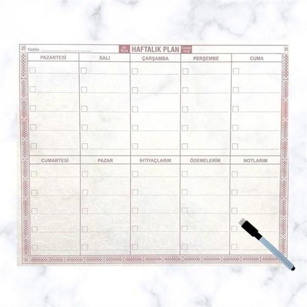 Şeffaf Kendiliğinden Yapışkanlı Kalemli Haftalık Planlayıcı 40cm-50cm (4401) - Image 1