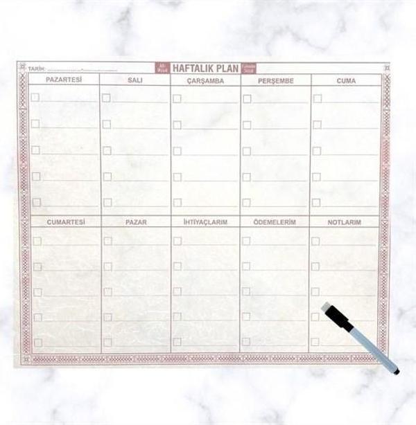 Şeffaf Kendiliğinden Yapışkanlı Kalemli Haftalık Planlayıcı 40cm-50cm (4401) - Image 1