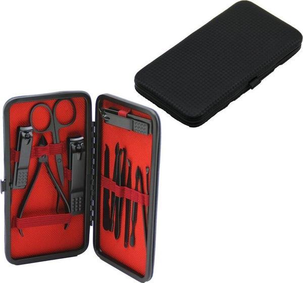 12 PCS - SİYAH MANİKÜR - PEDİKÜR SETİ SİYAH - CÜZDAN MODELİ ÇANTALI (4401) - Image 1