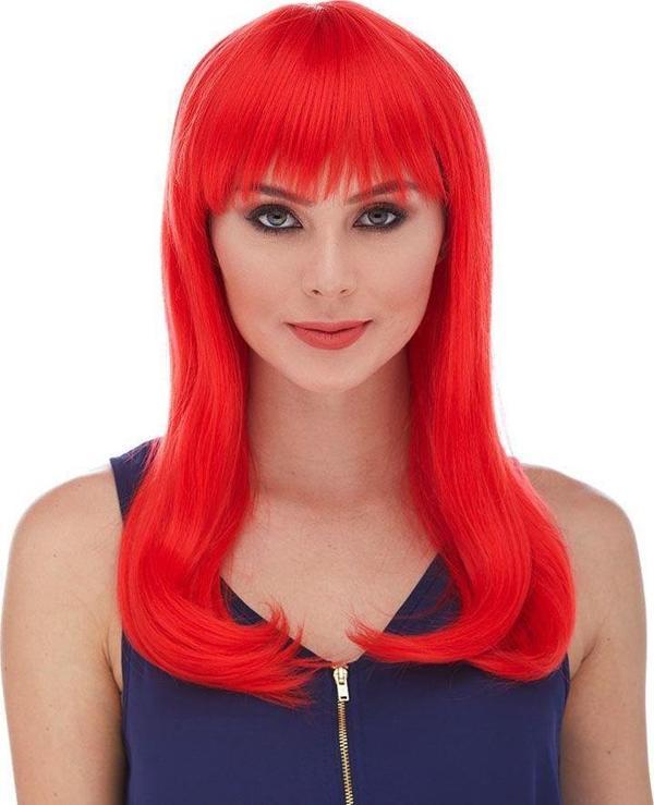 Kırmızı Renk Uzun Düz Parti Peruğu (4401) - Image 1