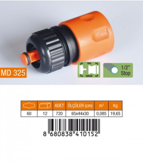 1/2 HORTUM BAĞLANTI ADAPTÖRÜ STOPLU (4401) - Image 1