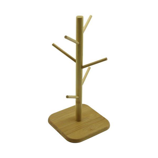 6 KOLLU AHŞAP BAMBU  ORGANİZER ASKILIK  FİNCAN - KUPA BARDAK  KARE TABAN=16CM Y=34.5CM (4401) - Image 1
