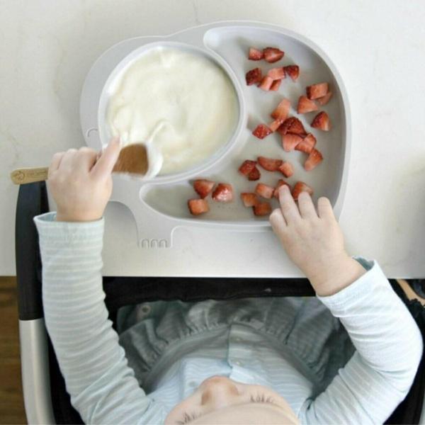 Bebek ve Çocuk için Sevimli Fil Model Desenli Yemek Bebek Mama Kabı Bölmeli Tabak (4401) - Image 1