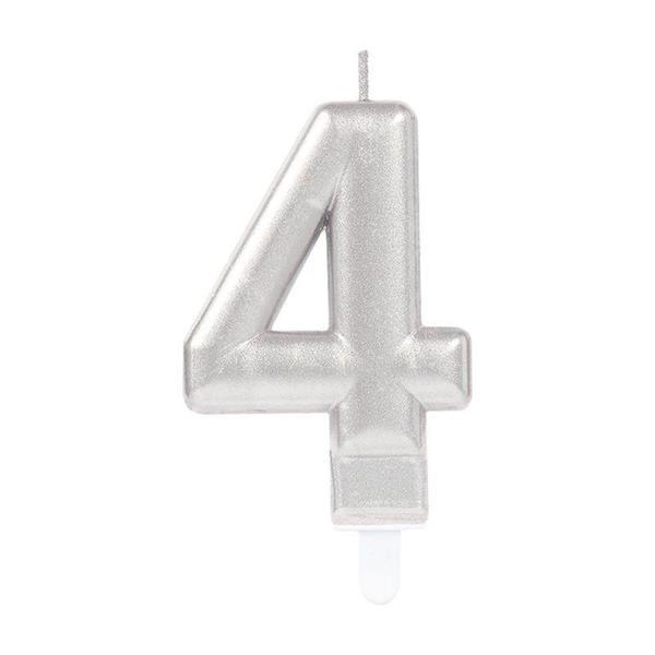 4 Rakam Mum Gümüş Renk (4401) - Image 1