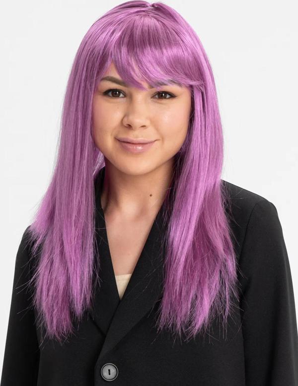 Rose Pembe Renk Düz Kesim Uzun Parti Peruğu Takma Saç (4401) - Image 1