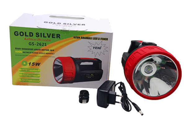15W LED 2İN1 UZUN ARAMALI ADAPTÖR ŞARJLI EL FENERİ PROJEKTÖR (4401) - Image 1