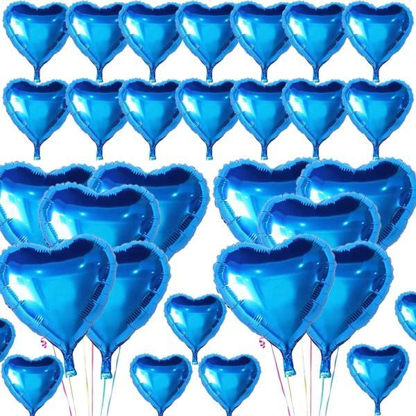 Metalize Parlak Mavi Kalp Şekilli Uçan Balon Folyo 18 inç 45 cm 25 Adet (4401) - Image 1