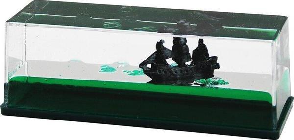 YEŞİL SU   DİKDÖRTGEN MİKA  YÜZEN BATMAYAN GEMİ  DEKORATİF BİBLO AKVARYUM   4.5X14.5X5.3CM (4401) - Image 1