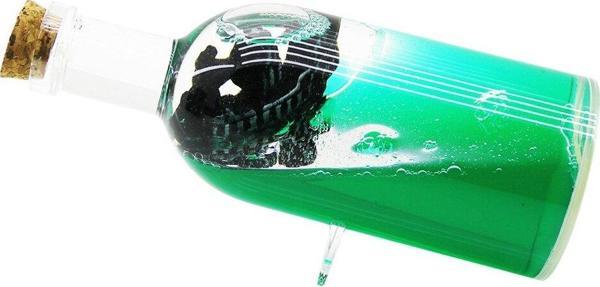 YEŞİL SU YUVARLAK MİKA ŞİŞE=YAN DURUŞ AYAKLI YÜZEN BATMAYAN GEMİ DEKORATİF BİBLO AKVARYUM 6X16CM (4401) - Image 1