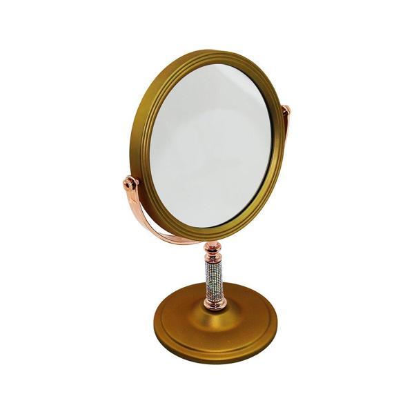 TAŞ SAPLI YUVARLAK 7 İNÇ= ÇAP:17.5CM MAKYAJ AYNASI ÇİFT TARAFLI BRONZ - GÜMÜŞ PLS.ÇERÇEVE SABİT AYAK (4401) - Image 1