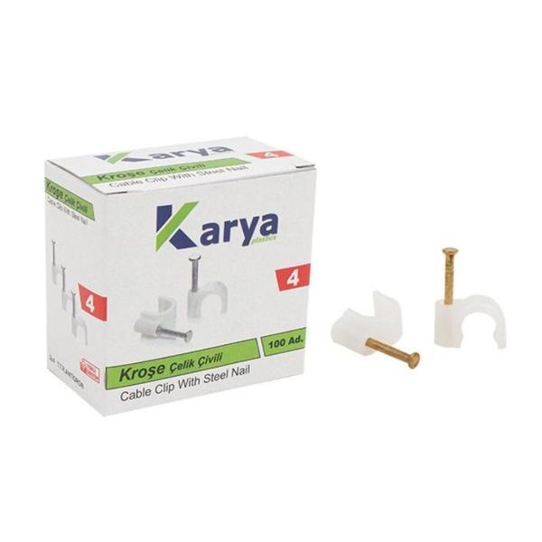 KROŞE 4 NUMARA ÇELİK ÇİVİLİ 8 MM (2*4 ANTİGRON KABLOLAR İÇİN) 100LÜ POŞET KARYA (4401) - Image 1