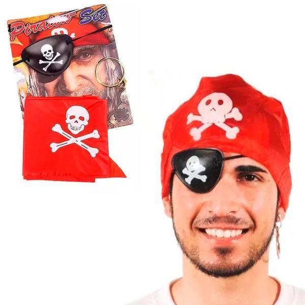 Korsan Bandana Korsan Göz Maskesi ve Korsan Küpesi 3 lü Kostüm Seti (4401) - Image 1