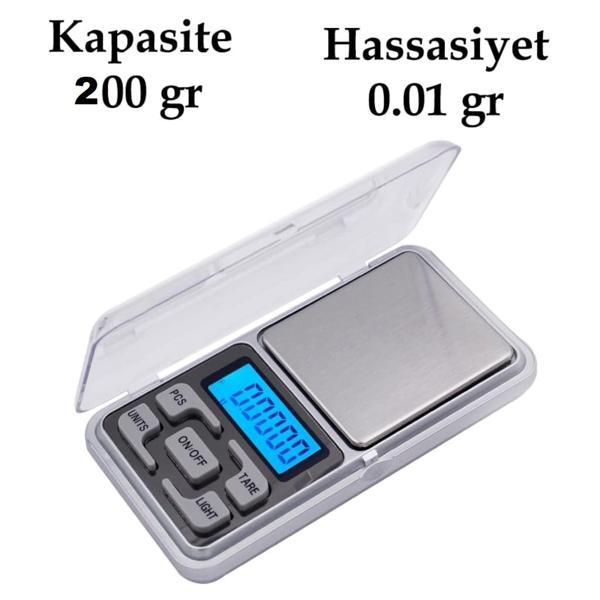 Dijital Hassas Elektronik Kuyumcu Cep Terazisi Tartı 200 gr /  0.01 gr (4401) - Image 1